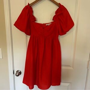 English Factory Vibrant Red/Orange Textured Dress